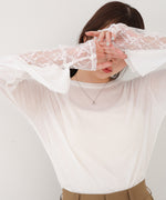 袖レースシアーリブレイヤードプルオーバー