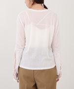 袖レースシアーリブレイヤードプルオーバー