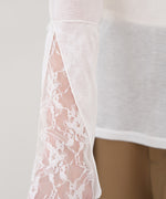 袖レースシアーリブレイヤードプルオーバー