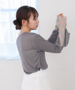 袖レースシアーリブレイヤードプルオーバー