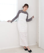 袖レースシアーリブレイヤードプルオーバー