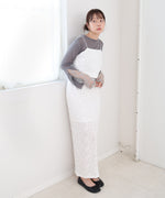 袖レースシアーリブレイヤードプルオーバー