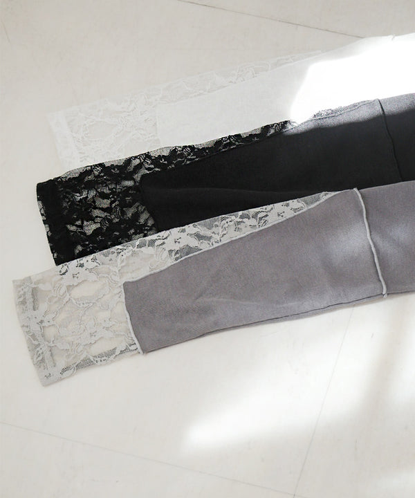 袖レースシアーリブレイヤードプルオーバー