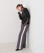 袖レースシアーリブレイヤードプルオーバー