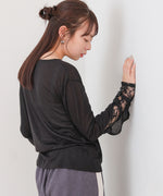 袖レースシアーリブレイヤードプルオーバー