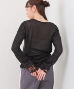 袖レースシアーリブレイヤードプルオーバー