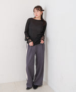 袖レースシアーリブレイヤードプルオーバー