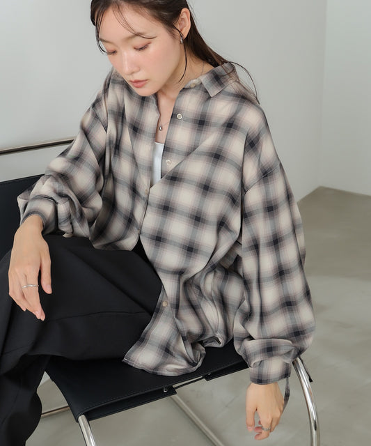 チェックバックギャザーシャツ