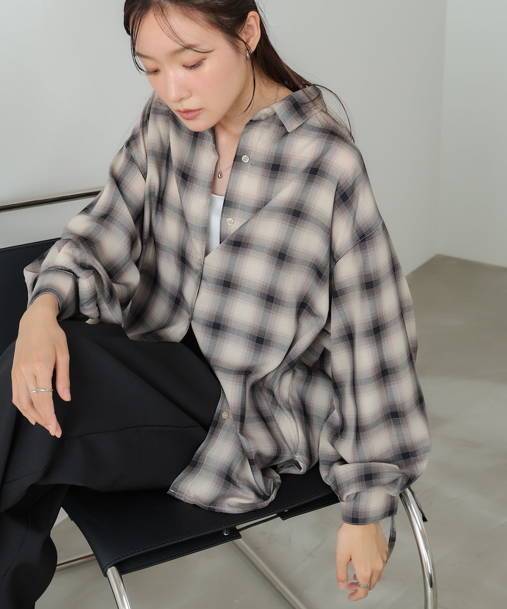 チェックバックギャザーシャツ