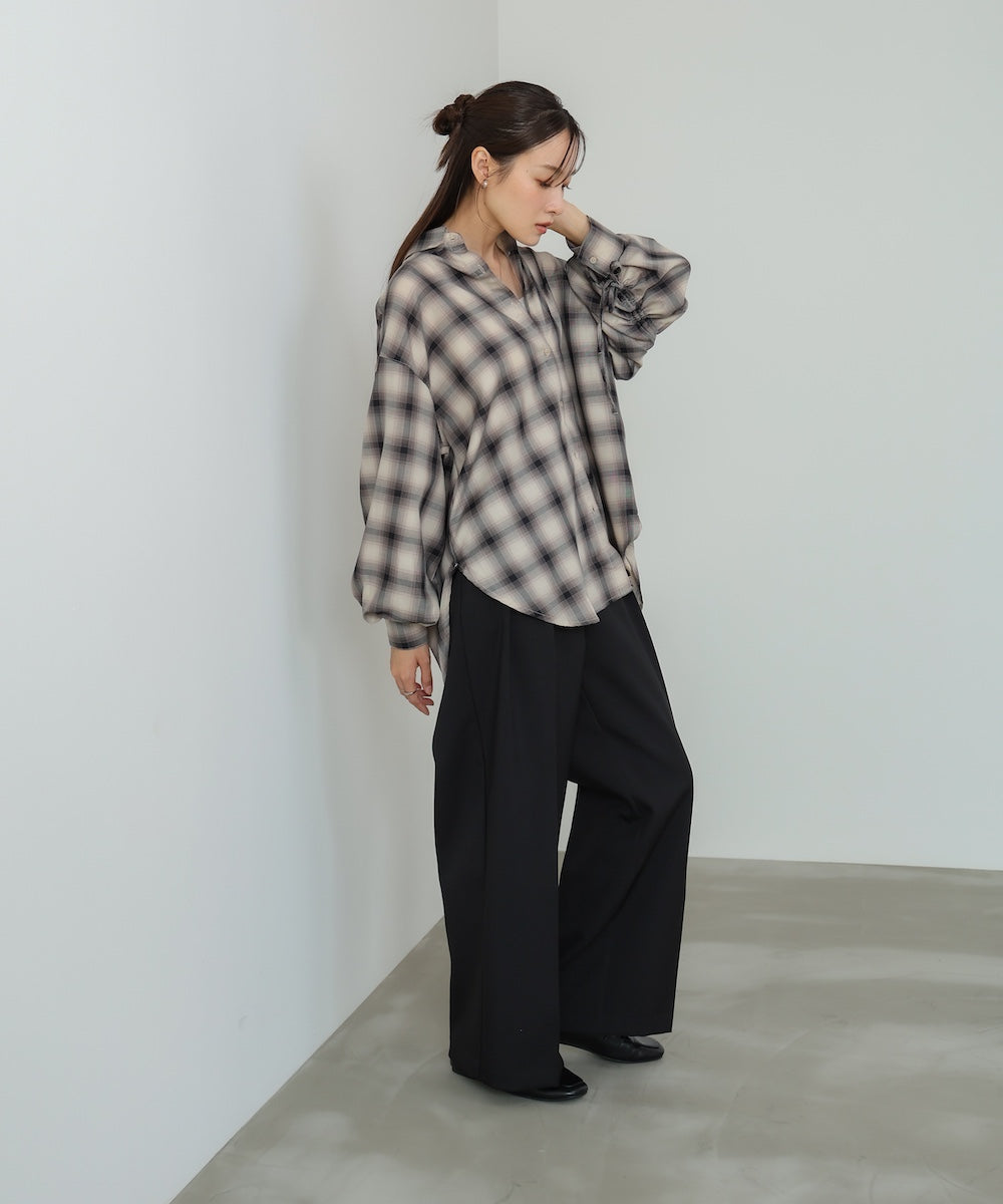 チェックバックギャザーシャツ
