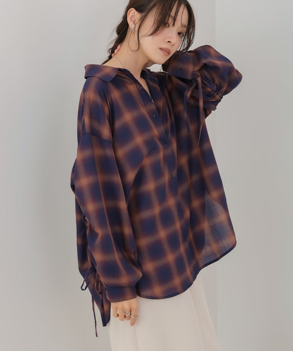 チェックバックギャザーシャツ