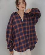 チェックバックギャザーシャツ