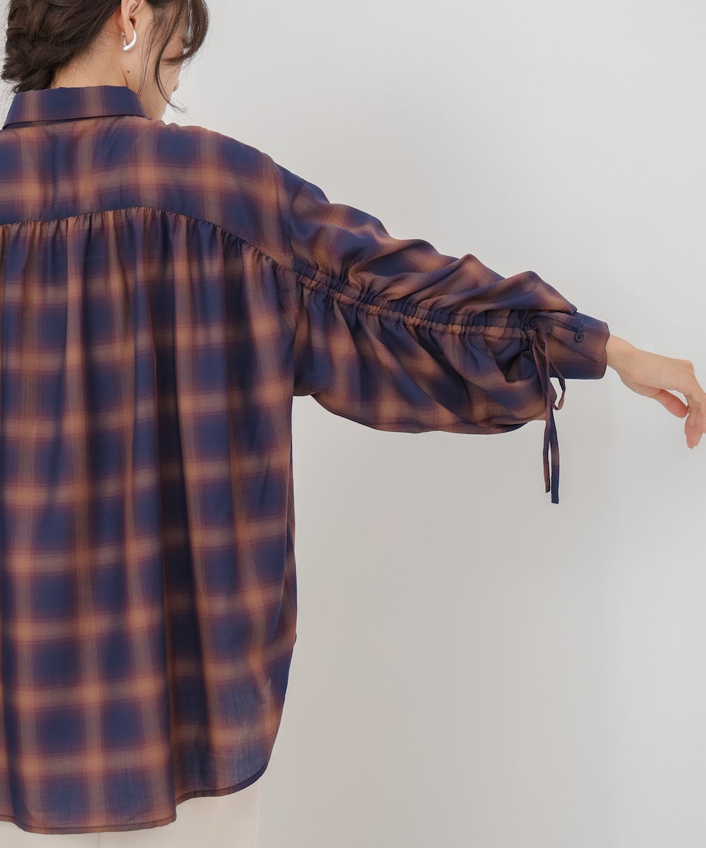 チェックバックギャザーシャツ