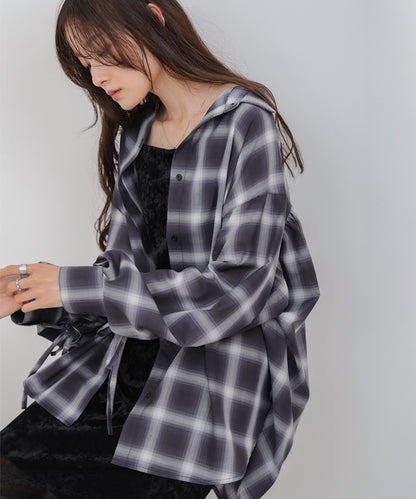 チェックバックギャザーシャツ