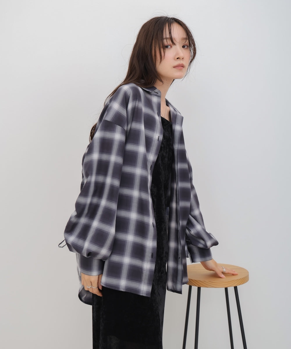 チェックバックギャザーシャツ