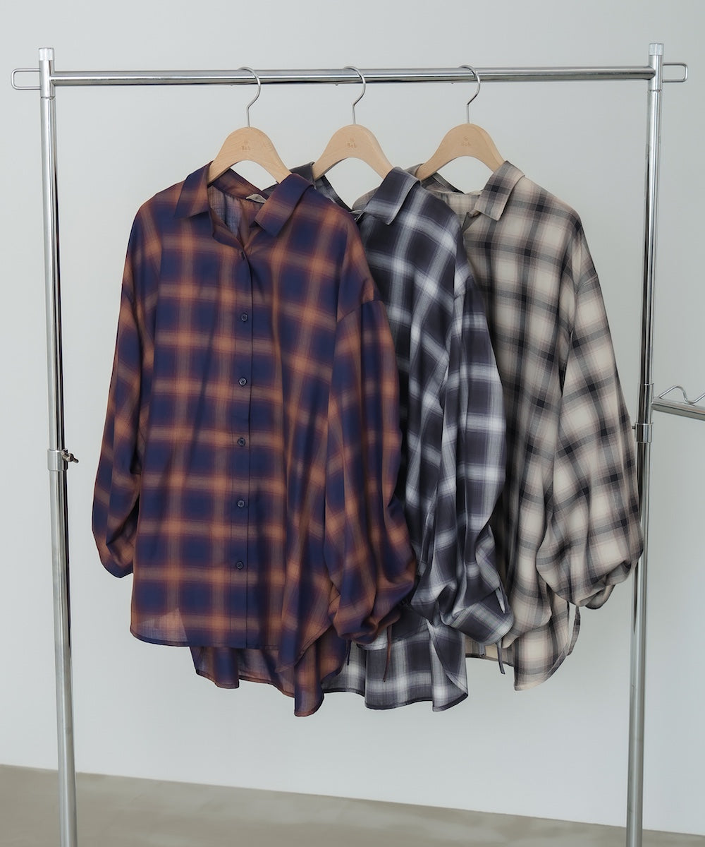 チェックバックギャザーシャツ