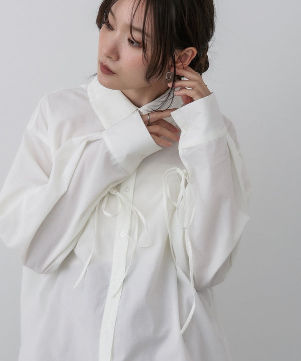 ダブルカラー袖リボンシャツ