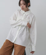 ダブルカラー袖リボンシャツ