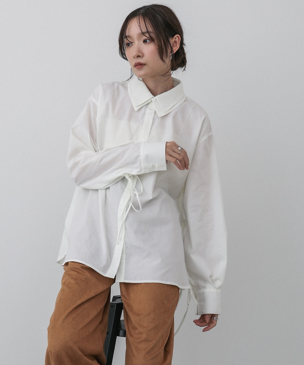 ダブルカラー袖リボンシャツ