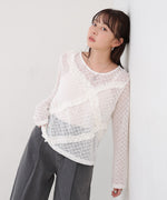 レースフリルシアーロングＴシャツ