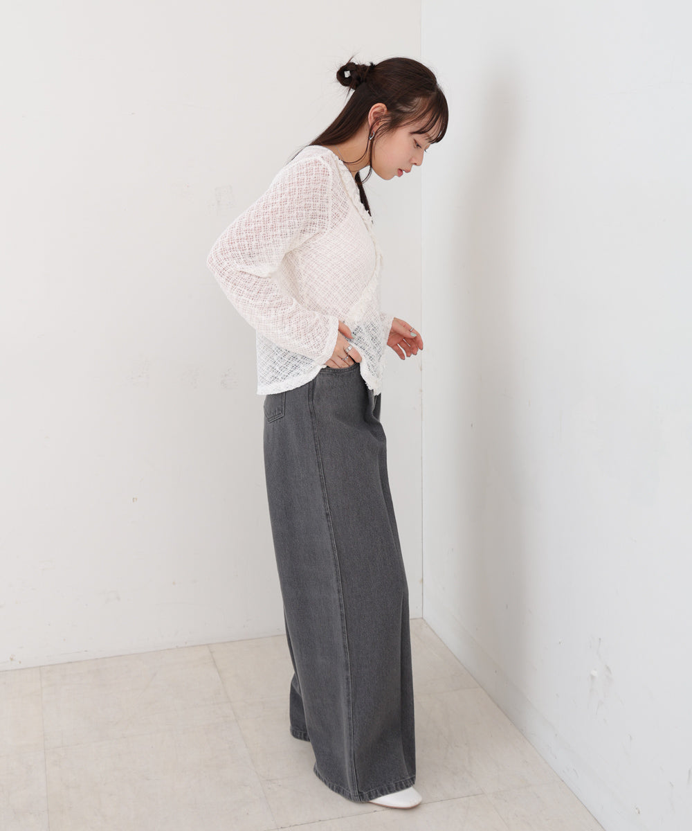 レースフリルシアーロングＴシャツ