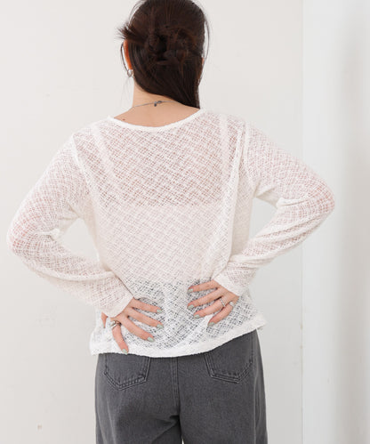 レースフリルシアーロングＴシャツ