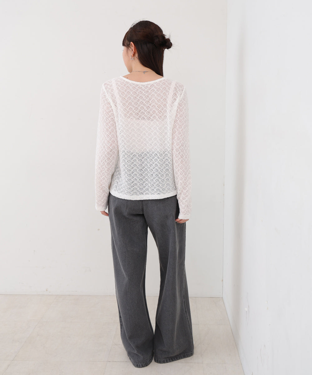 レースフリルシアーロングＴシャツ