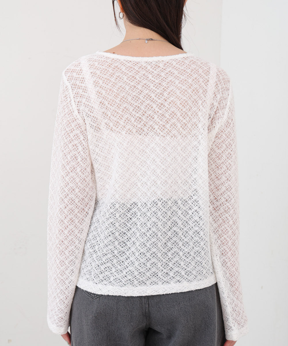 レースフリルシアーロングＴシャツ