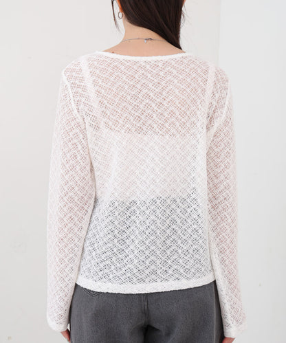 レースフリルシアーロングＴシャツ