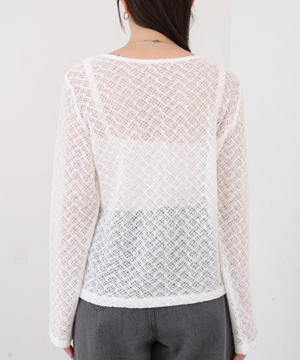 レースフリルシアーロングＴシャツ