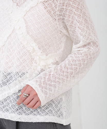 レースフリルシアーロングＴシャツ