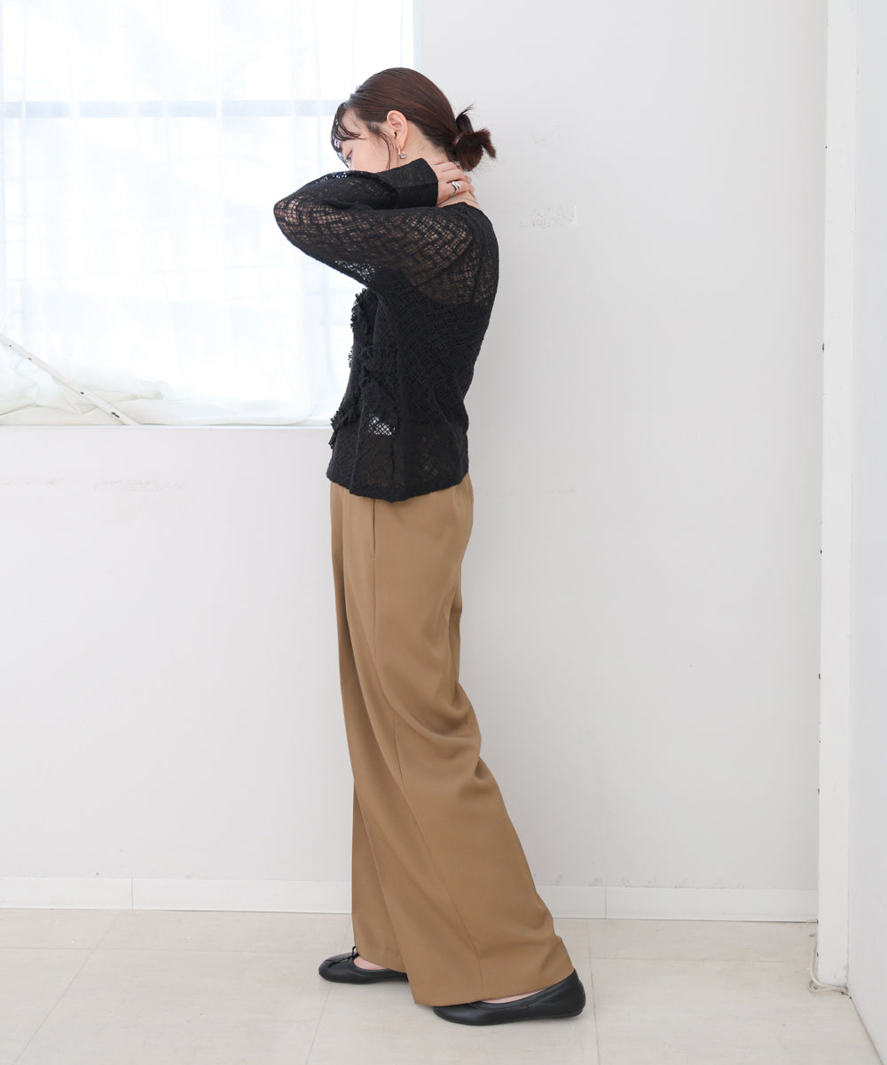 レースフリルシアーロングＴシャツ