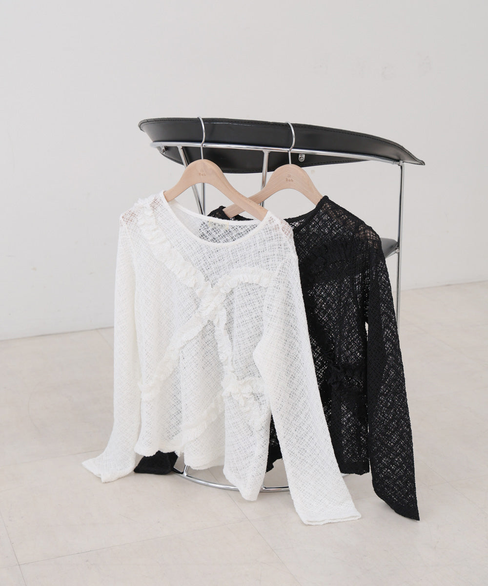 レースフリルシアーロングＴシャツ