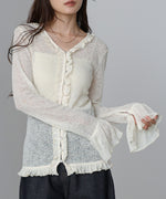 タイトシルエットフリルカーデ