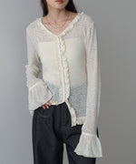 タイトシルエットフリルカーデ