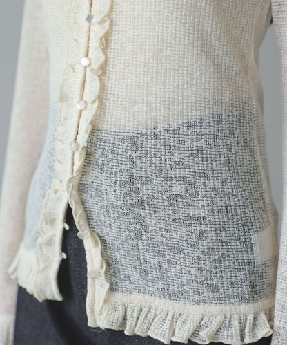 タイトシルエットフリルカーデ