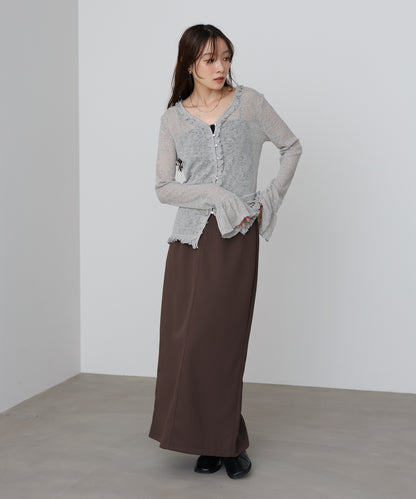 タイトシルエットフリルカーデ