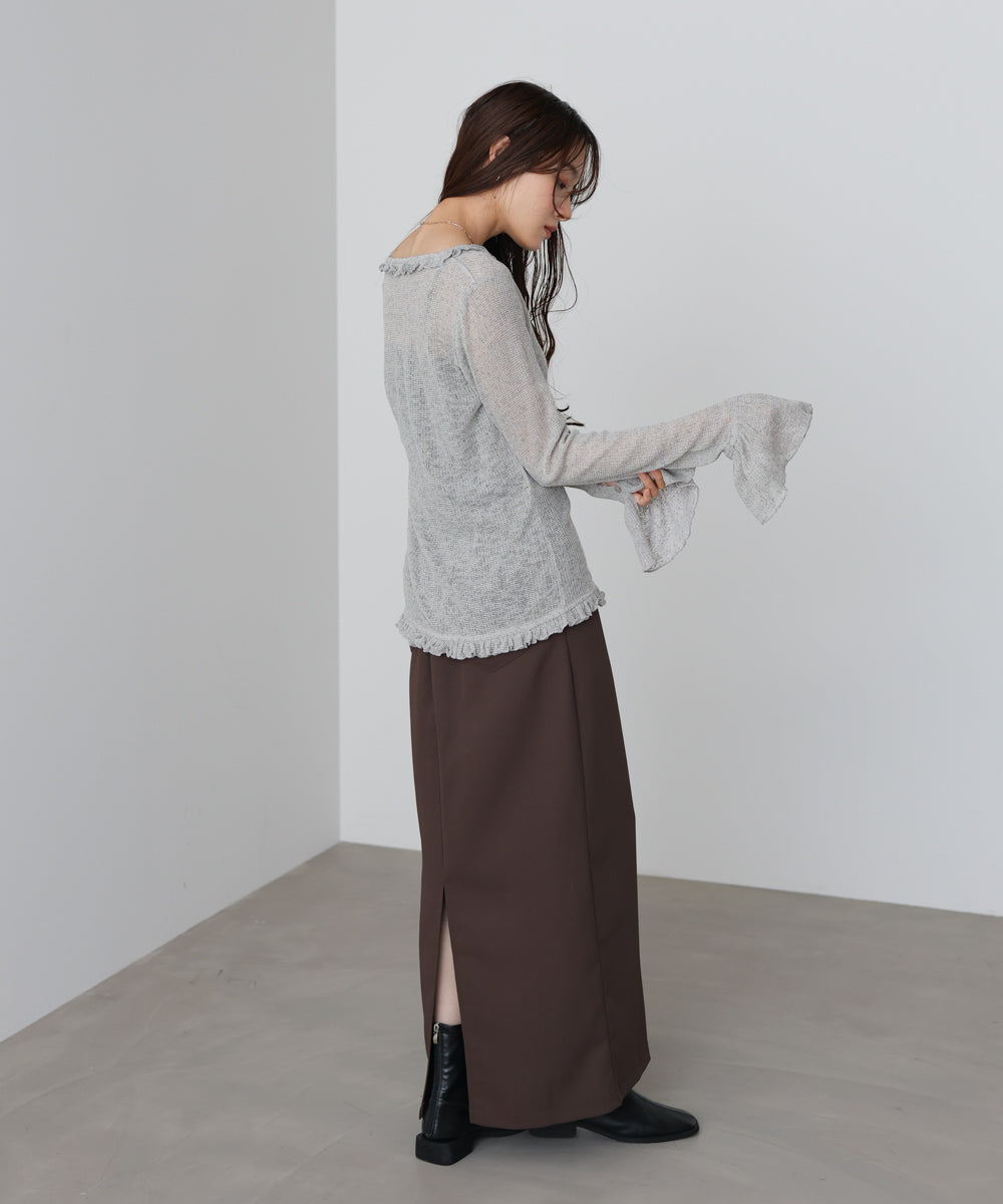 タイトシルエットフリルカーデ