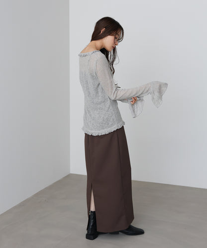 タイトシルエットフリルカーデ