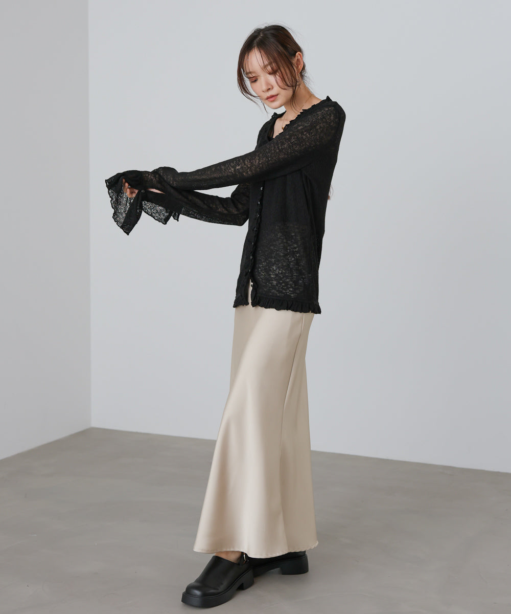 タイトシルエットフリルカーデ