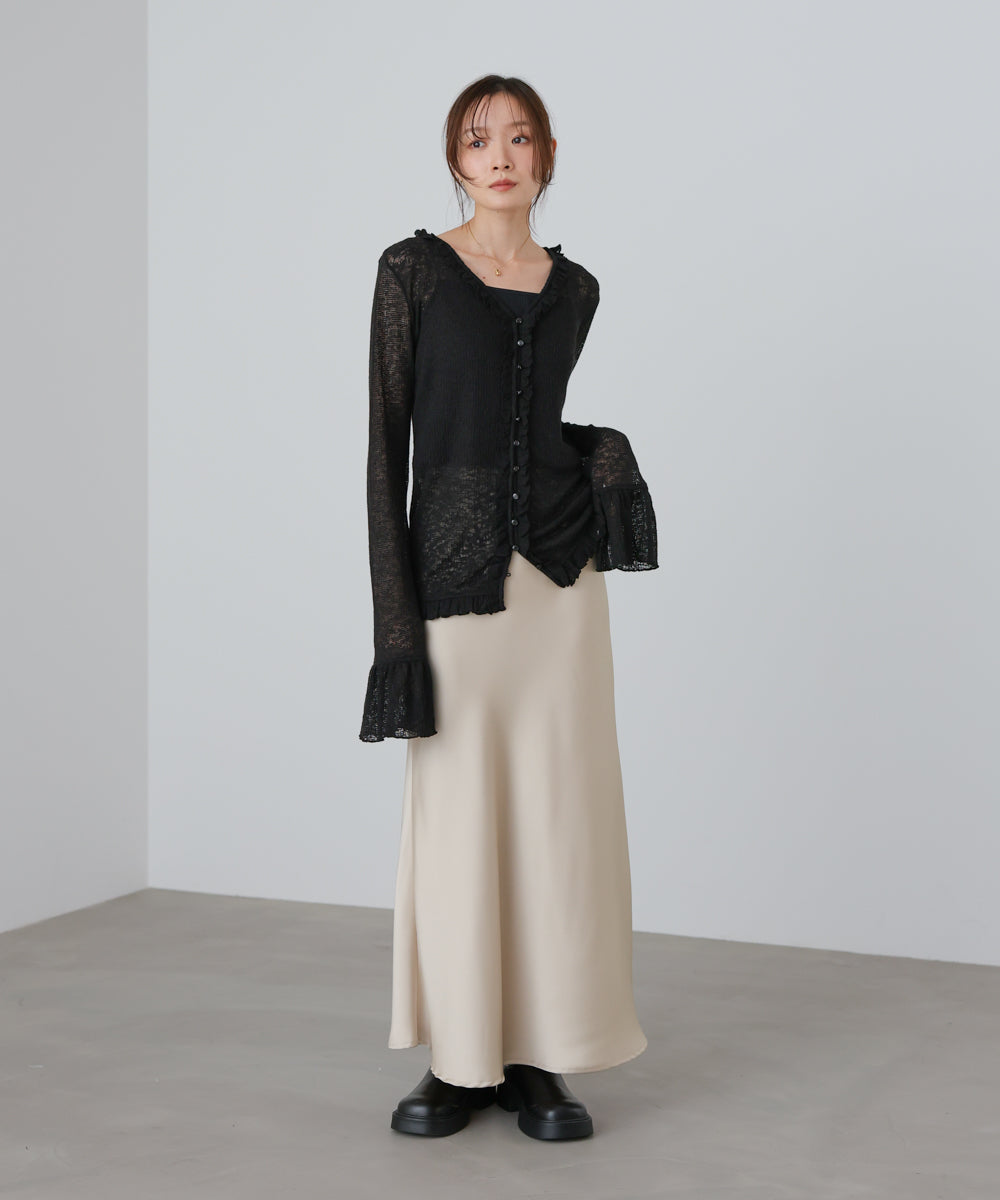 タイトシルエットフリルカーデ