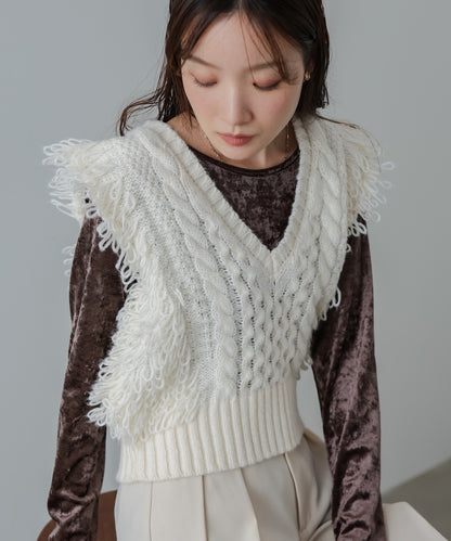 フリンジバルキーニットベスト