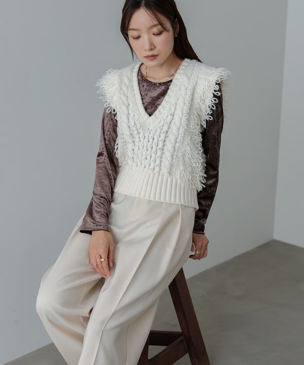 フリンジバルキーニットベスト