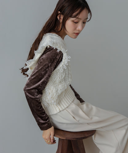 フリンジバルキーニットベスト