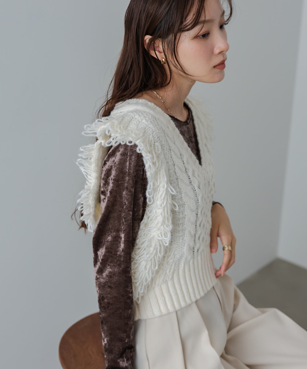 フリンジバルキーニットベスト
