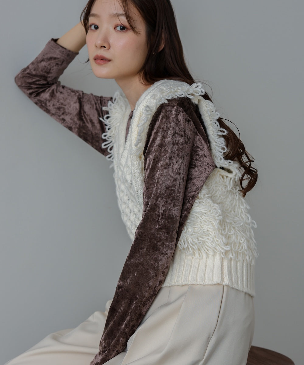 フリンジバルキーニットベスト