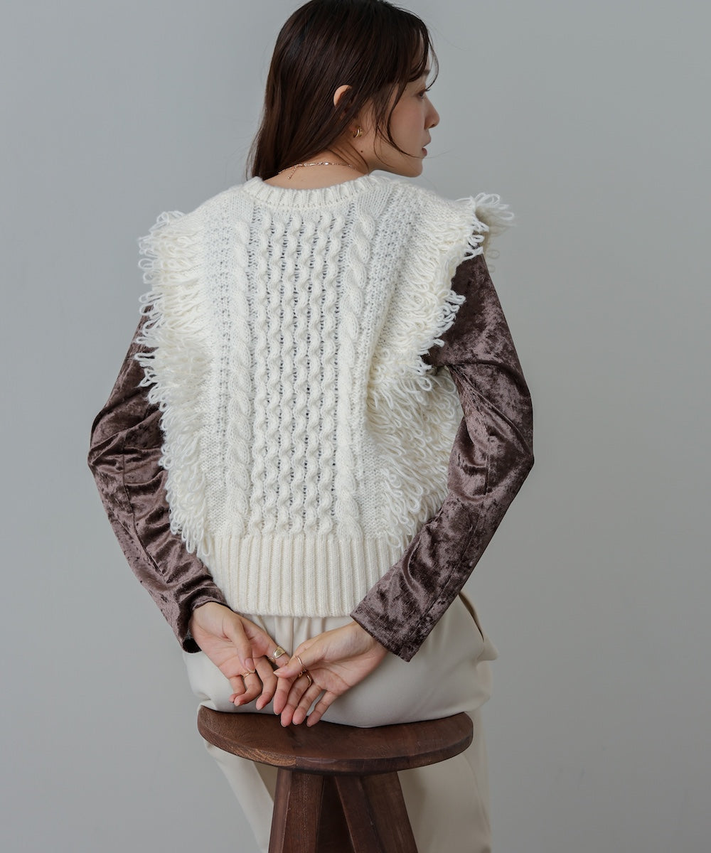 フリンジバルキーニットベスト