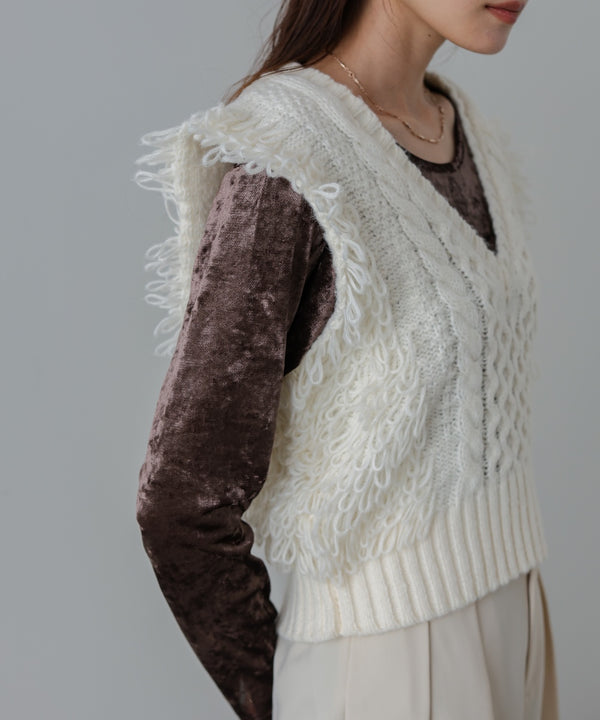 フリンジバルキーニットベスト