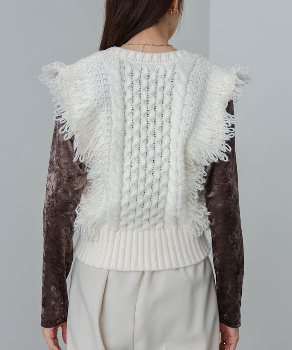 フリンジバルキーニットベスト