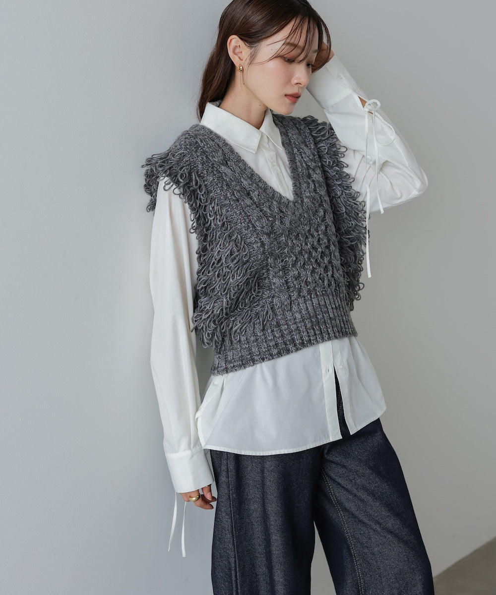 フリンジバルキーニットベスト